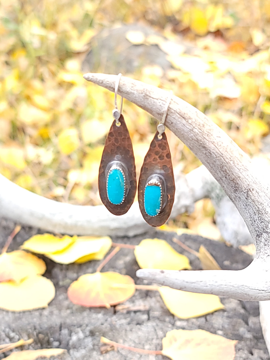 Copper and Kingman Turquoise Earrings